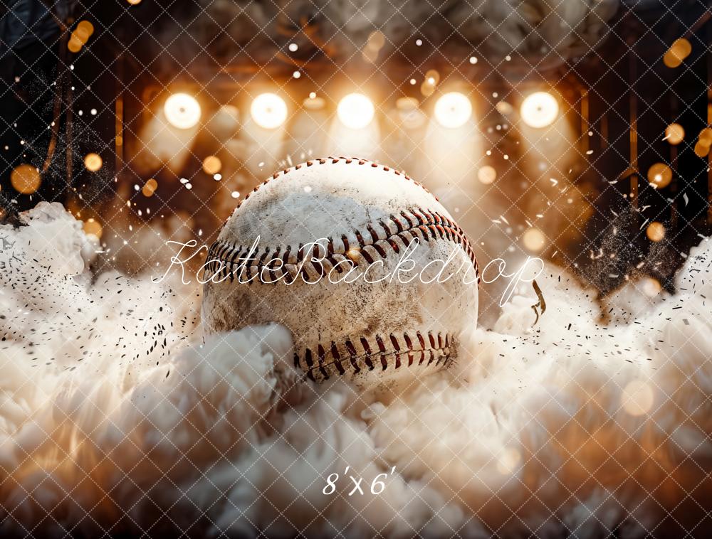Kate Blanc Base-ball Sport Bokeh Fumée Stade Toile de fond conçue par Chain Photographie - Kate Backdrop FR
