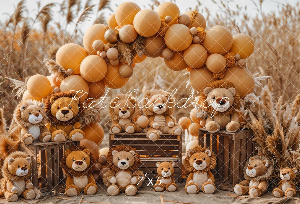 Kate Bohème Roseau Lion Brun Arche de ballons Toile de fond conçue par GQ