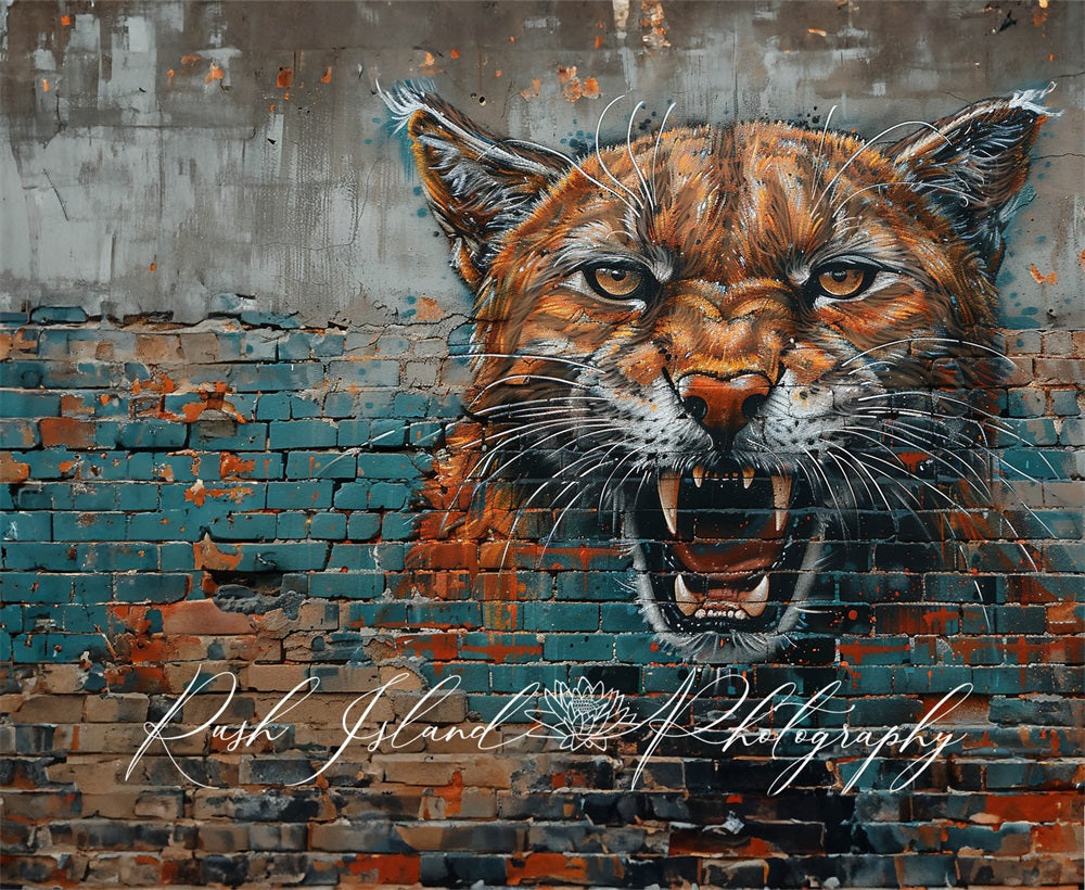 Kate Puma Mur de briques Graffiti Toile de fond conçue par Laura Bybee
