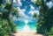 Kate Été Ensoleillé Océan Plante verte Plage Toile de fond conçue par Emetselch - Kate Backdrop FR