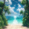 Kate Été Ensoleillé Océan Plante verte Plage Toile de fond conçue par Emetselch - Kate Backdrop FR