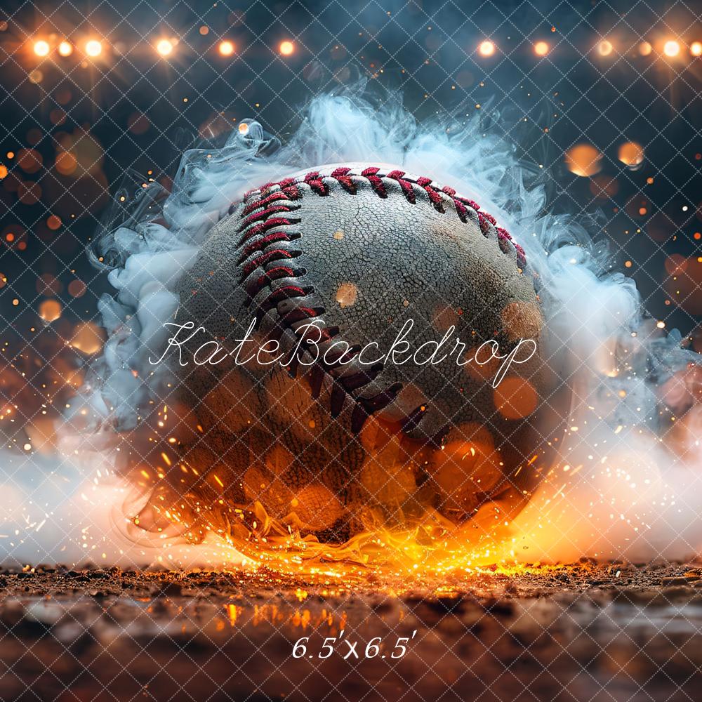 Kate Bokeh Sport Feu Fumée Baseball brûlant Toile de fond conçue par Chain Photographie