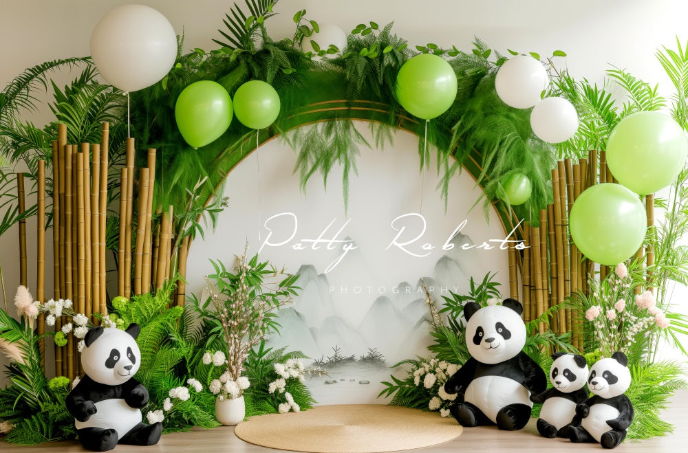 Kate Pandas Mignons Bambou Arche Ballons Toile de fond conçue par Patty Robert