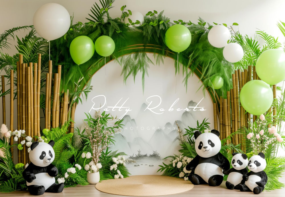 Kate Pandas Mignons Bambou Arche Ballons Toile de fond conçue par Patty Robert
