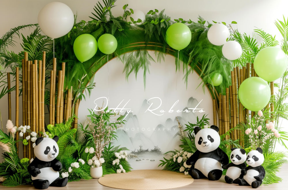 Kate Pandas Mignons Bambou Arche Ballons Toile de fond conçue par Patty Robert