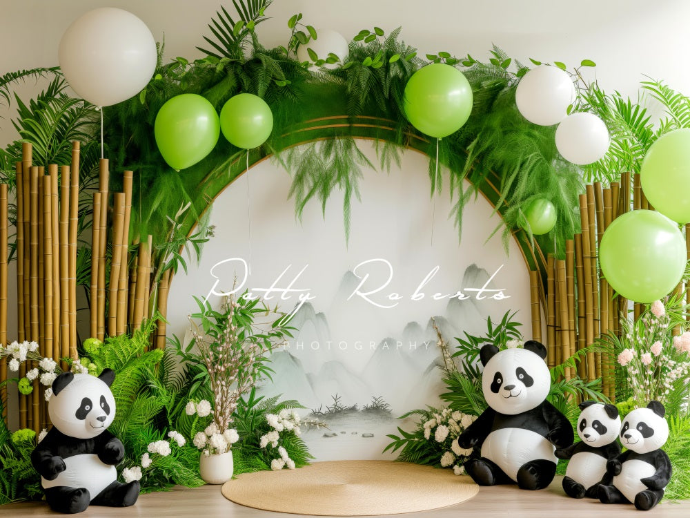 Kate Pandas Mignons Bambou Arche Ballons Toile de fond conçue par Patty Robert