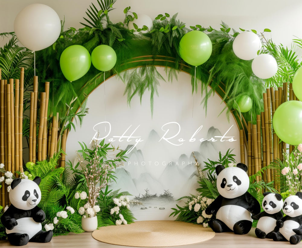 Kate Pandas Mignons Bambou Arche Ballons Toile de fond conçue par Patty Robert