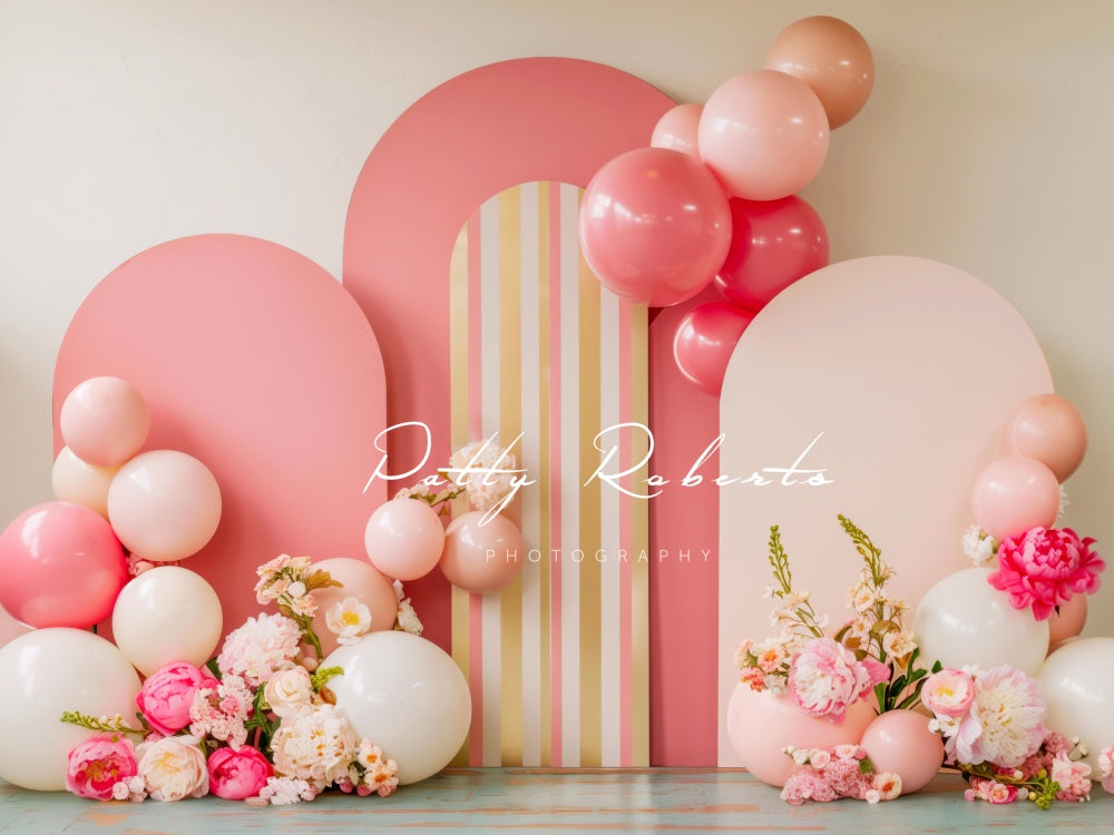 Kate Arche Rose Ballons Fleurs Élégant Toile de fond conçue par Patty Robert