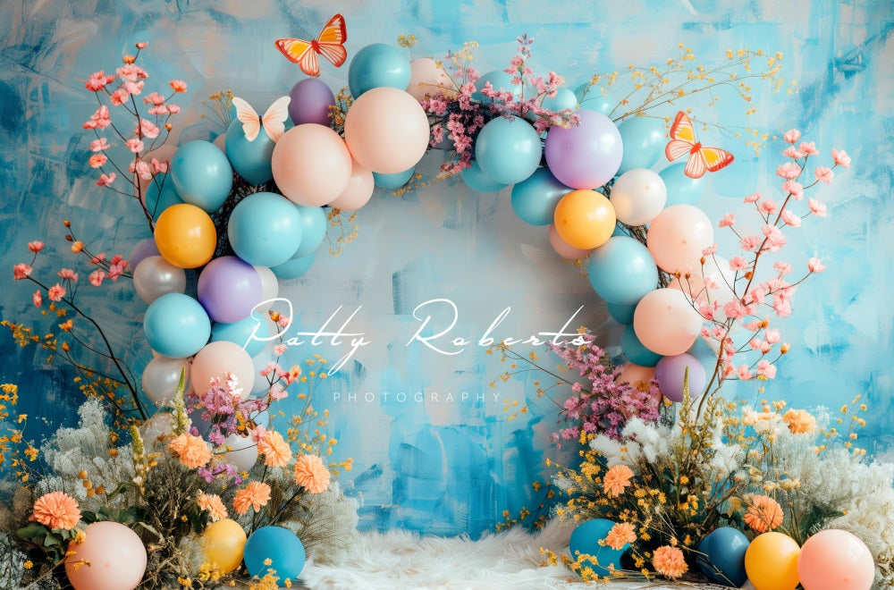 Kate Printemps Arche fleurie Papillons Anniversaire Toile de fond conçue par Patty Robert - Kate Backdrop FR