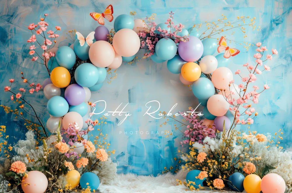 Kate Printemps Arche fleurie Papillons Anniversaire Toile de fond conçue par Patty Robert - Kate Backdrop FR