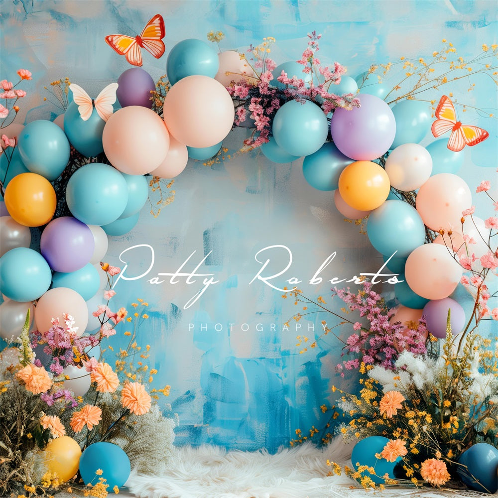 Kate Printemps Arche fleurie Papillons Anniversaire Toile de fond conçue par Patty Robert - Kate Backdrop FR