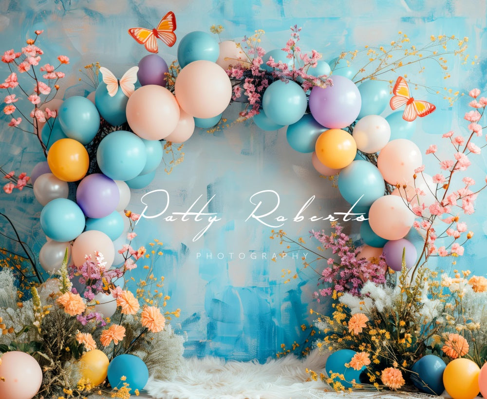 Kate Printemps Arche fleurie Papillons Anniversaire Toile de fond conçue par Patty Robert - Kate Backdrop FR