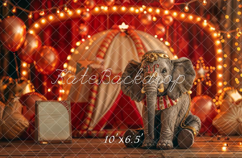 Kate Rouge Carnaval Cirque Éléphant Cake smash Toile de fond conçue par Emetselch - Kate Backdrop FR