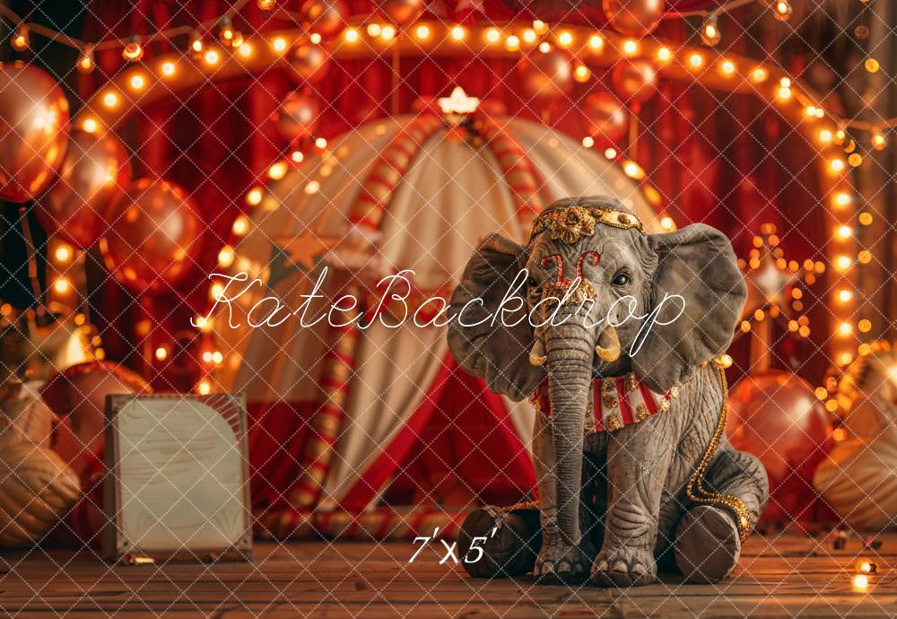 Kate Rouge Carnaval Cirque Éléphant Cake smash Toile de fond conçue par Emetselch - Kate Backdrop FR