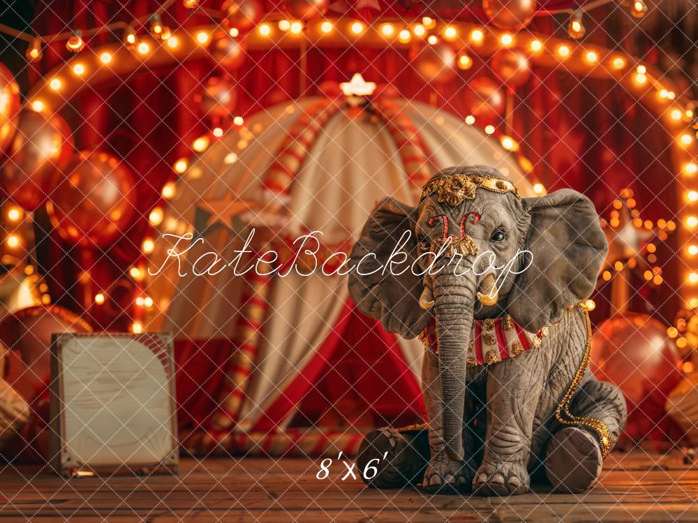 Kate Rouge Carnaval Cirque Éléphant Cake smash Toile de fond conçue par Emetselch - Kate Backdrop FR