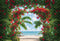 Kate Été Mer Plage Plante verte Arche Fleurs Toile de fond conçue par Emetselch - Kate Backdrop FR