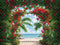 Kate Été Mer Plage Plante verte Arche Fleurs Toile de fond conçue par Emetselch - Kate Backdrop FR