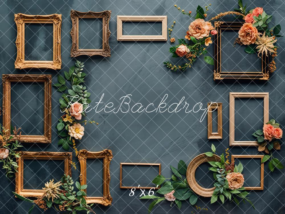 Kate Rétro Beaux-Arts Cadre photo doré Floral Toile de fond conçue par Chain Photographie - Kate Backdrop FR