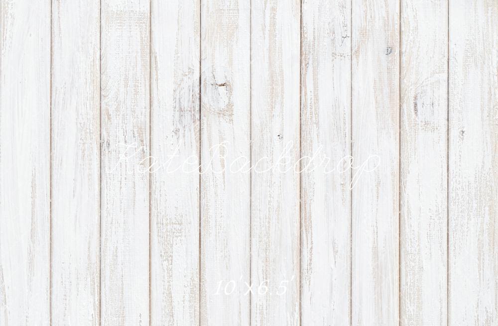 Kate Blanc Vieux Plancher de bois Sol Toile de fond conçue par Kate Image