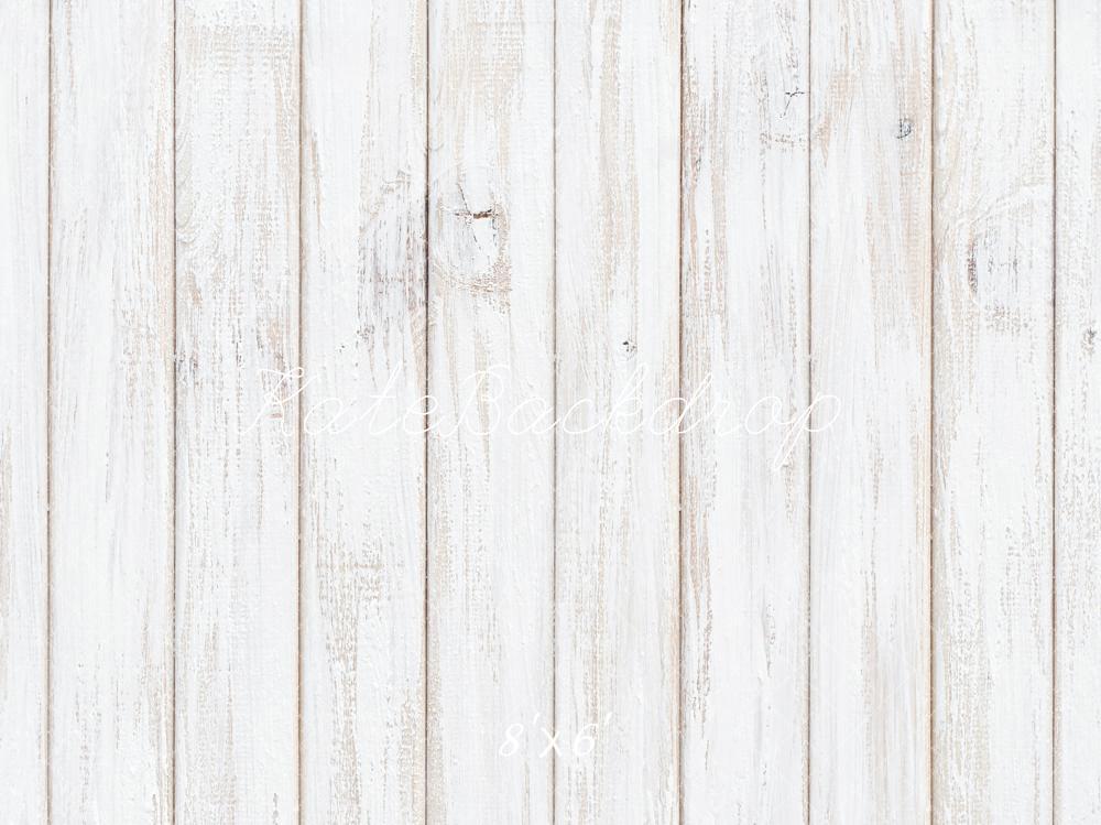 Kate Blanc Vieux Plancher de bois Sol Toile de fond conçue par Kate Image