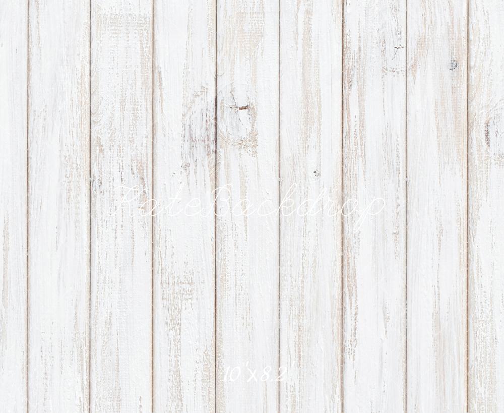 Kate Blanc Vieux Plancher de bois Sol Toile de fond conçue par Kate Image