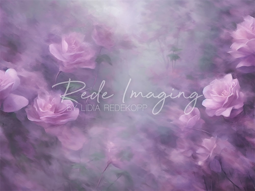 Kate Lavande Roses Violet Portrait Toile de fond conçue par Lidia Redekopp