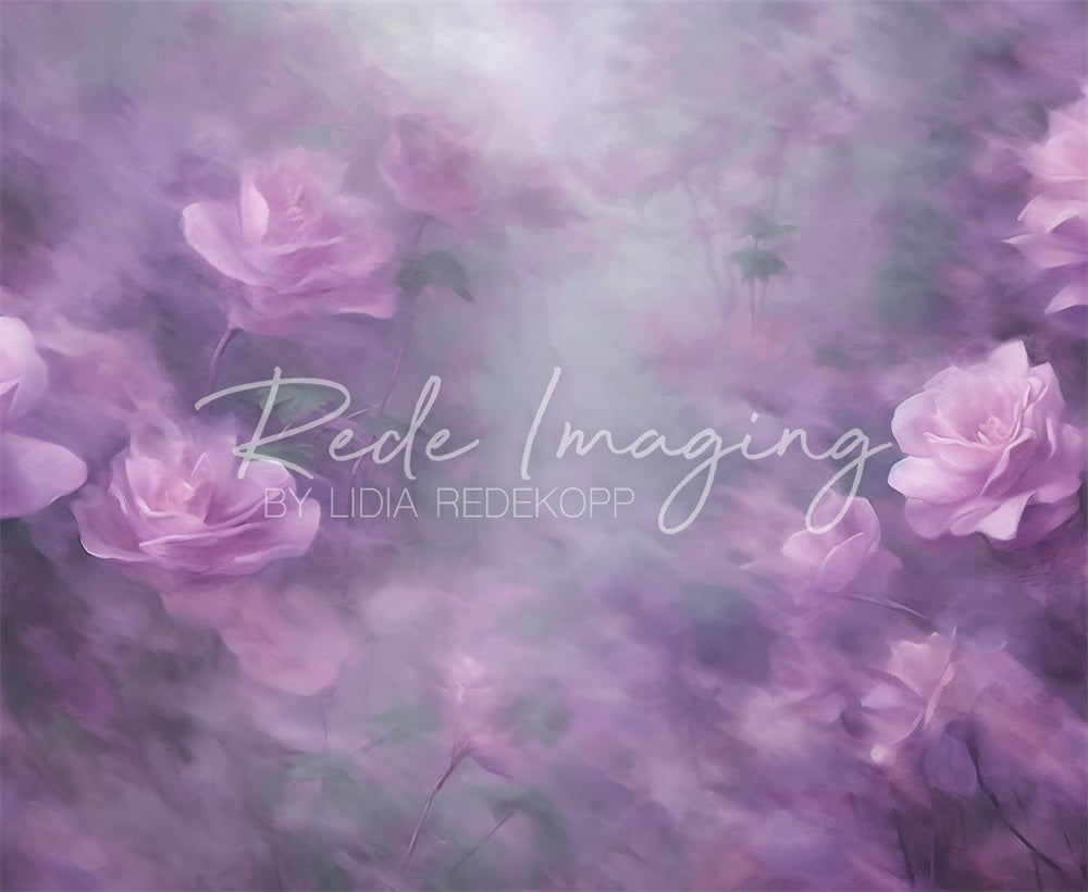 Kate Lavande Roses Violet Portrait Toile de fond conçue par Lidia Redekopp