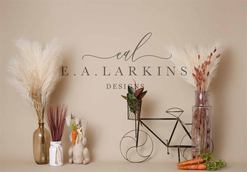 Kate Printemps Vélo Bohème Lapin Carottes Toile de fond conçu par Erin Larkins - Kate Backdrop FR