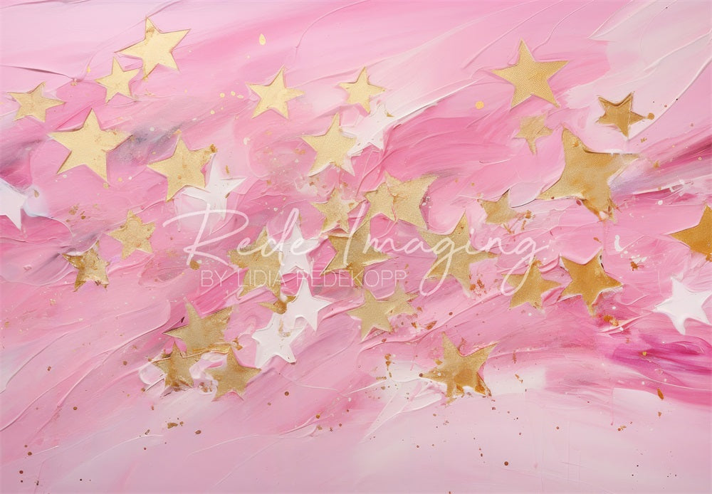 Kate Peint Étoiles Rose et Doré Beaux-Arts Toile de fond conçue par Lidia Redekopp - Kate Backdrop FR