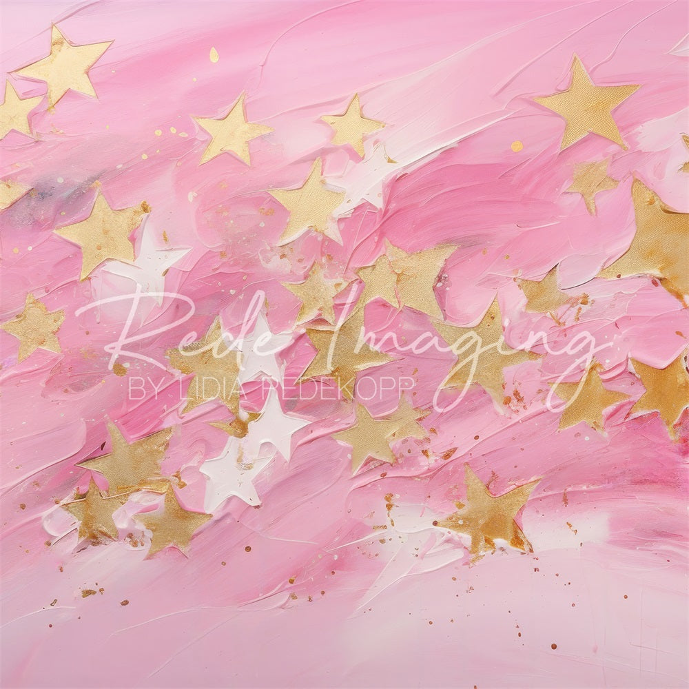 Kate Peint Étoiles Rose et Doré Beaux-Arts Toile de fond conçue par Lidia Redekopp - Kate Backdrop FR