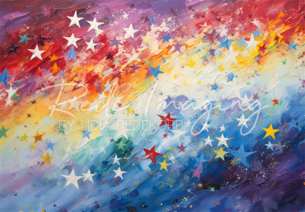 Kate Peint Arc-en-ciel Étoiles Coloré Toile de fond conçue par Lidia Redekopp - Kate Backdrop FR