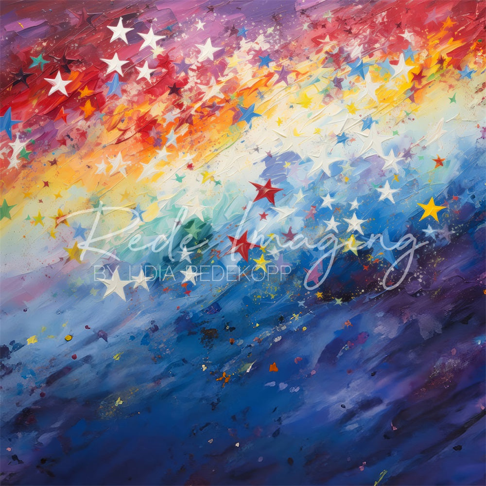 Kate Peint Arc-en-ciel Étoiles Coloré Toile de fond conçue par Lidia Redekopp - Kate Backdrop FR