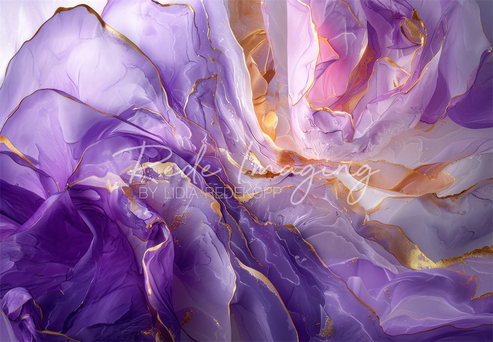 Kate Violet Abstrait Marbre Mur/Sol Toile de fond conçue par Lidia Redekopp - Kate Backdrop FR
