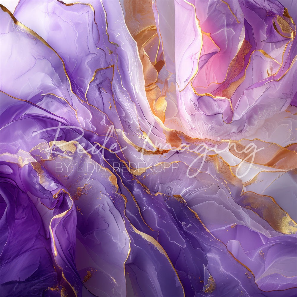 Kate Violet Abstrait Marbre Mur/Sol Toile de fond conçue par Lidia Redekopp - Kate Backdrop FR