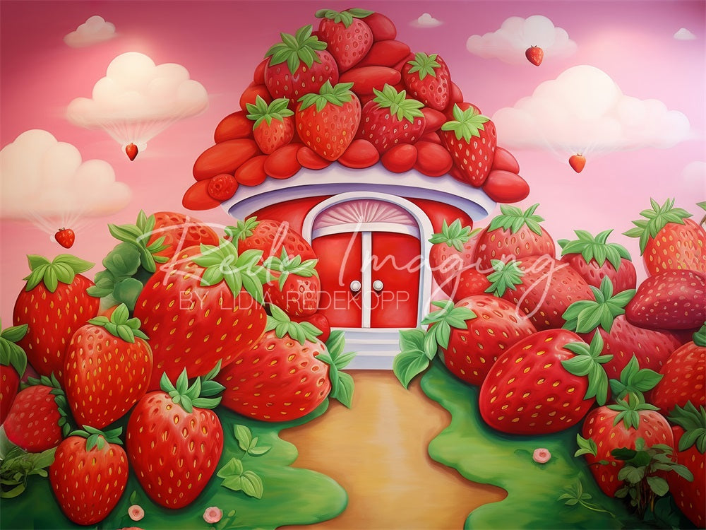 Kate Maison de fraises Rouge Enfant Toile de fond conçue par Lidia Redekopp