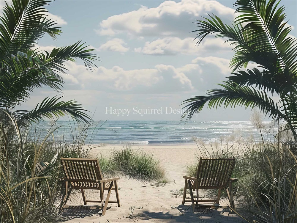 Kate Plage Mer Plante Paysage Été Toile de fond Conçu par Happy Squirrel Design - Kate Backdrop FR