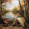 Kate Automne Extérieur Forêt Camping Tente Lac Chaise Toile de fond Conçu par Happy Squirrel Design - Kate Backdrop FR
