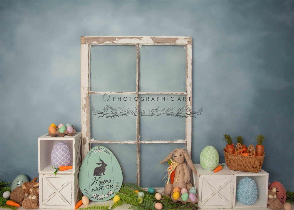 Kate Pâques Oeufs Porte Mur Bleu Lapin Toile de fond conçue par Jenna Onyia - Kate Backdrop FR