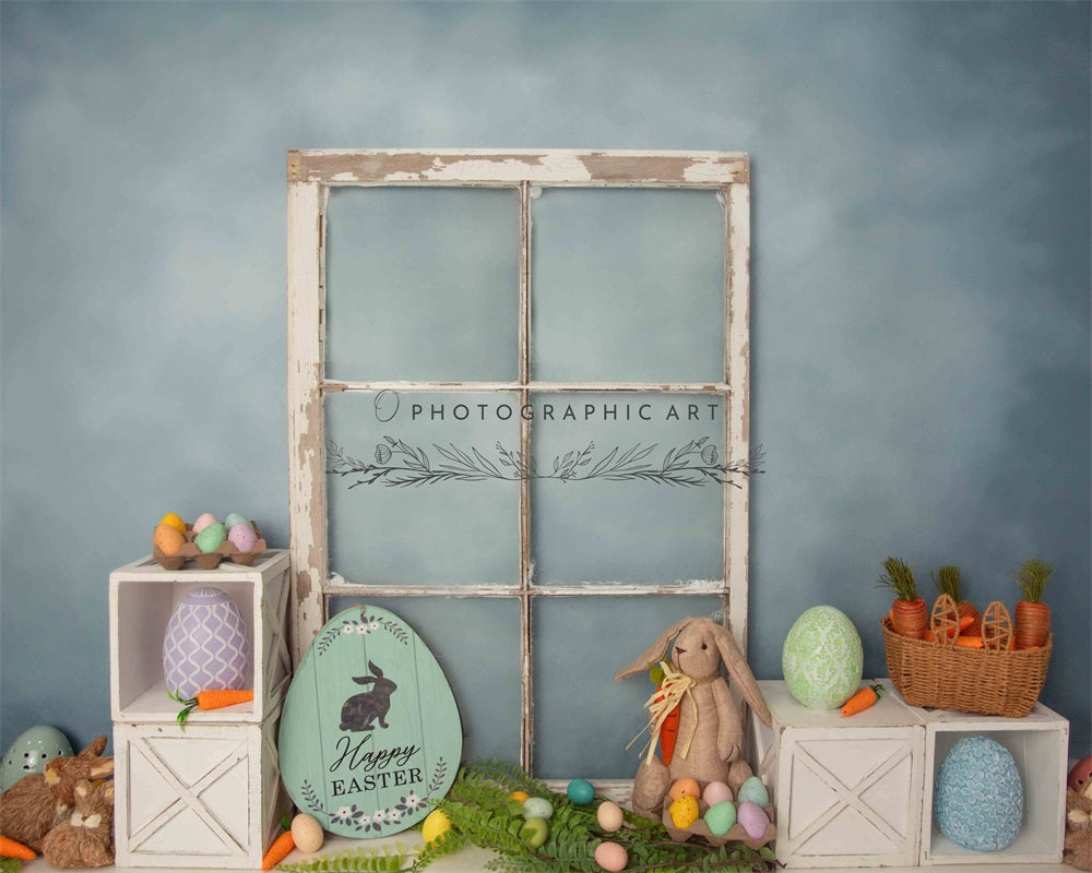 Kate Pâques Oeufs Porte Mur Bleu Lapin Toile de fond conçue par Jenna Onyia - Kate Backdrop FR