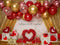 Kate Amour Ballons Rouge & Doré Rideau Toile de fond conçue par Jenna Onyia - Kate Backdrop FR