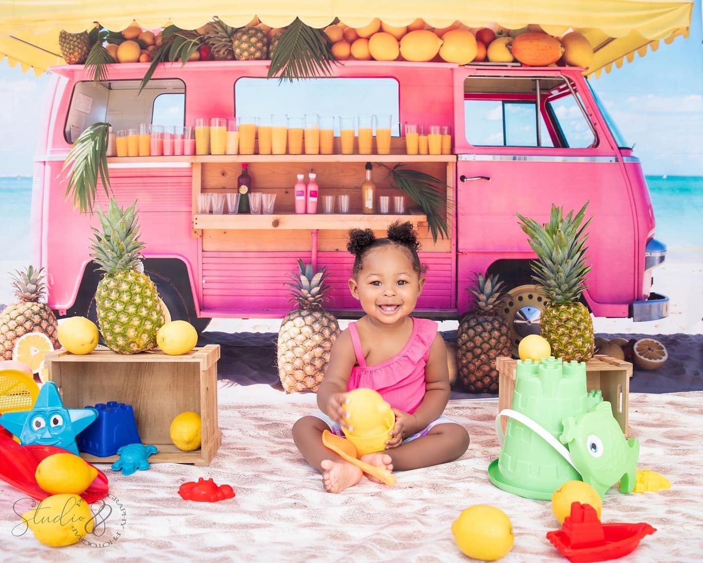 Kate Été Poupée Mer Plage Voiture Magasin de fruits Toile de fond conçue par Emetselch - Kate Backdrop FR