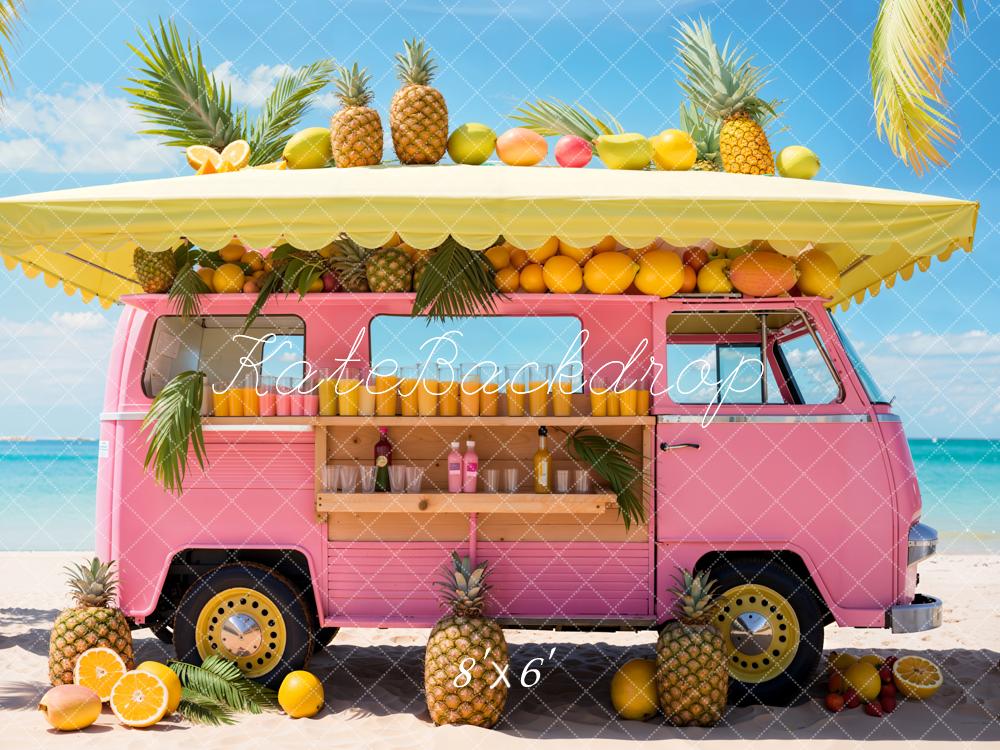 Kate Été Poupée Mer Plage Voiture Magasin de fruits Toile de fond conçue par Emetselch - Kate Backdrop FR