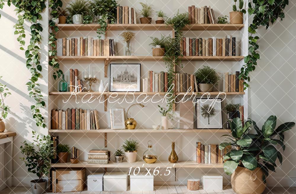 Kate Intérieur Plante verte Étagère à livres Ensoleillé Toile de fond conçue par Emetselch - Kate Backdrop FR