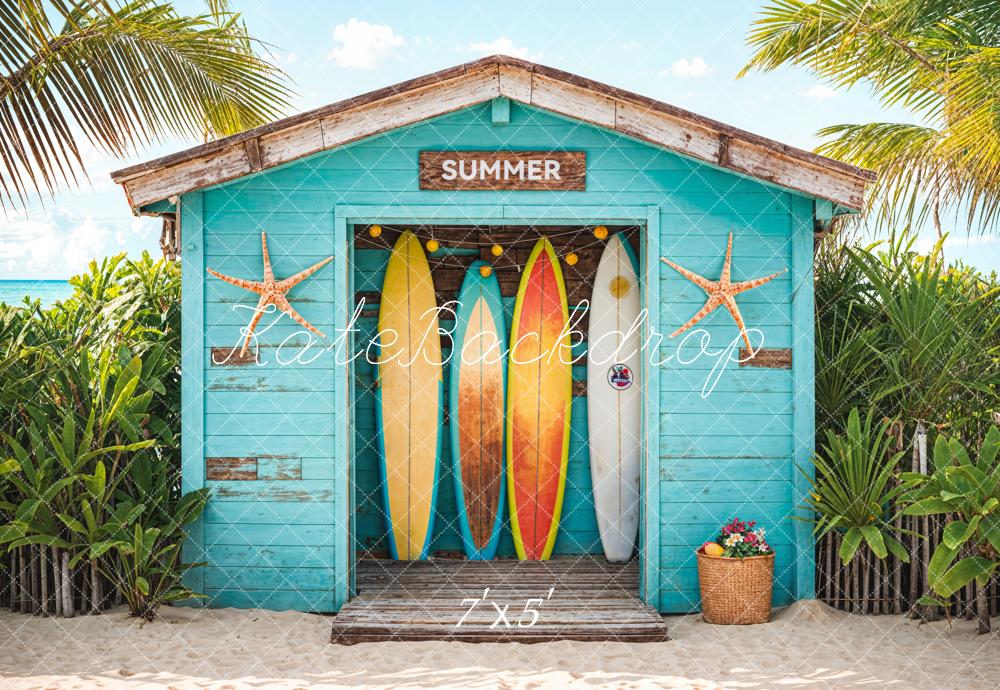 Kate Été Mer Plage Planche de surf Magasin Toile de fond conçue par Chain Photographie - Kate Backdrop FR