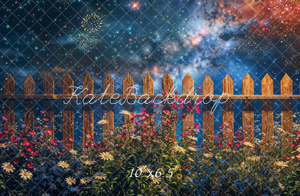 Kate Feux d'artifice Clôture en bois Nuit Fleurs Toile de fond conçue par Chain Photographie - Kate Backdrop FR
