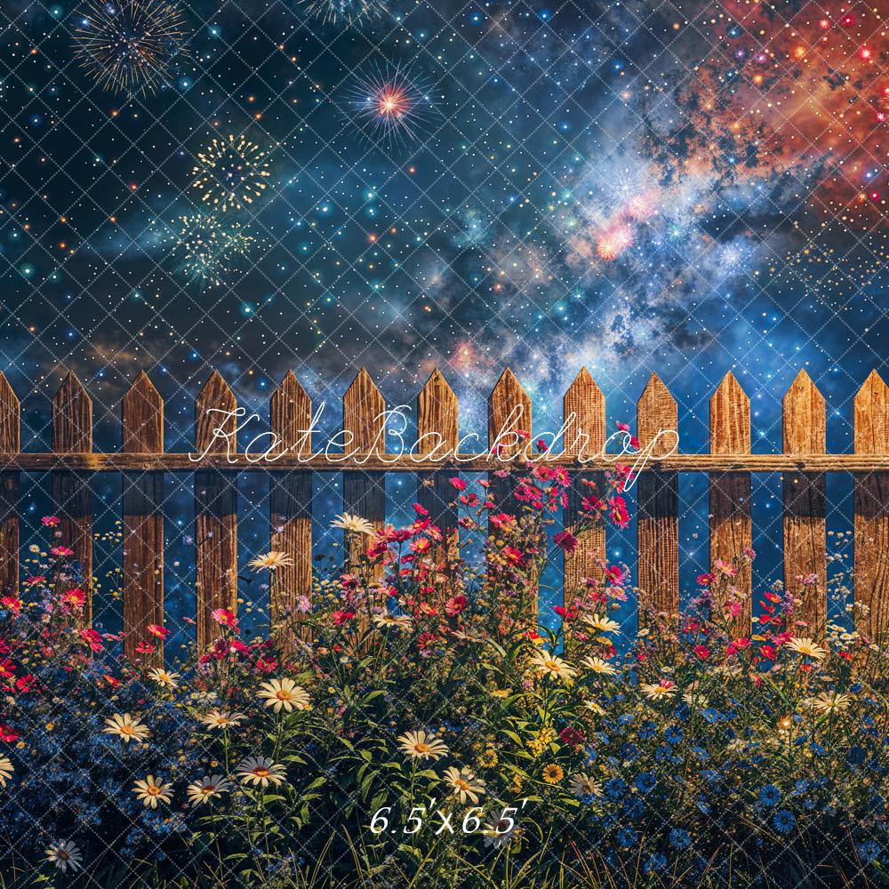 Kate Feux d'artifice Clôture en bois Nuit Fleurs Toile de fond conçue par Chain Photographie - Kate Backdrop FR