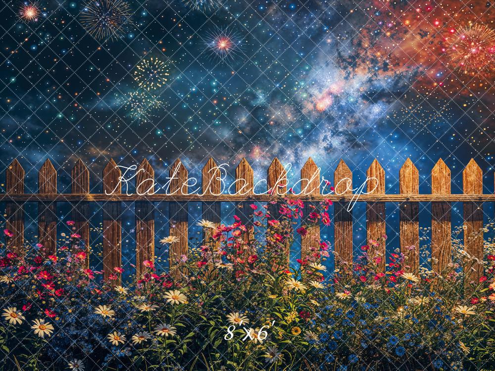 Kate Feux d'artifice Clôture en bois Nuit Fleurs Toile de fond conçue par Chain Photographie - Kate Backdrop FR