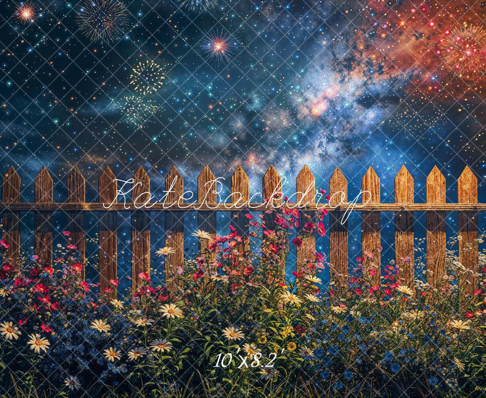 Kate Feux d'artifice Clôture en bois Nuit Fleurs Toile de fond conçue par Chain Photographie - Kate Backdrop FR