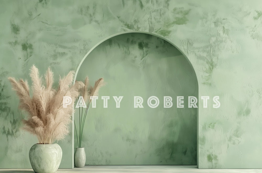 Kate Vert Mur en arc Bohème Simple Toile de fond conçue par Patty Robert