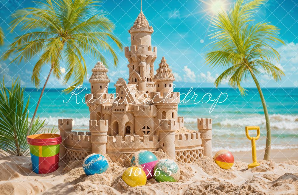 Kate Été Mer Balle Château de Sable Toile de fond conçue par Chain Photographie - Kate Backdrop FR